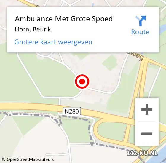 Locatie op kaart van de 112 melding: Ambulance Met Grote Spoed Naar Horn, Beurik op 9 oktober 2016 01:45