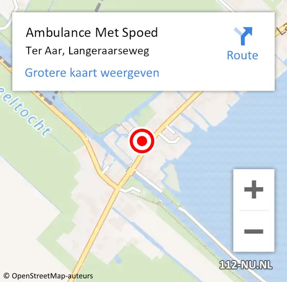 Locatie op kaart van de 112 melding: Ambulance Met Spoed Naar Ter Aar, Langeraarseweg op 9 oktober 2016 02:39