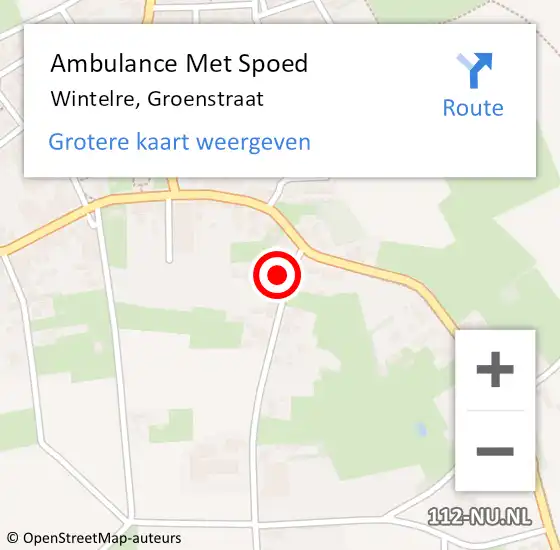 Locatie op kaart van de 112 melding: Ambulance Met Spoed Naar Wintelre, Groenstraat op 9 oktober 2016 02:43