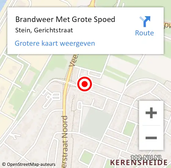 Locatie op kaart van de 112 melding: Brandweer Met Grote Spoed Naar Stein, Gerichtstraat op 9 oktober 2016 03:07