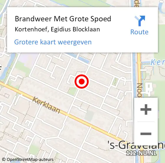 Locatie op kaart van de 112 melding: Brandweer Met Grote Spoed Naar Kortenhoef, Egidius Blocklaan op 9 oktober 2016 04:10