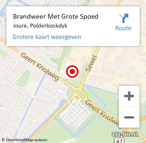 Locatie op kaart van de 112 melding: Brandweer Met Grote Spoed Naar Joure, Polderboskdyk op 9 oktober 2016 04:38