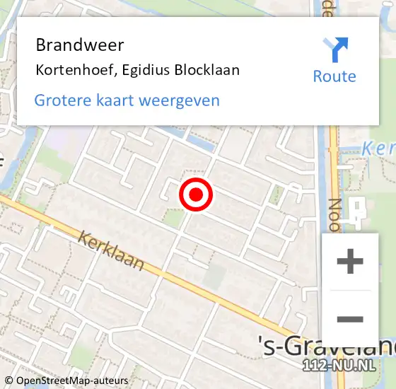 Locatie op kaart van de 112 melding: Brandweer Kortenhoef, Egidius Blocklaan op 9 oktober 2016 05:13