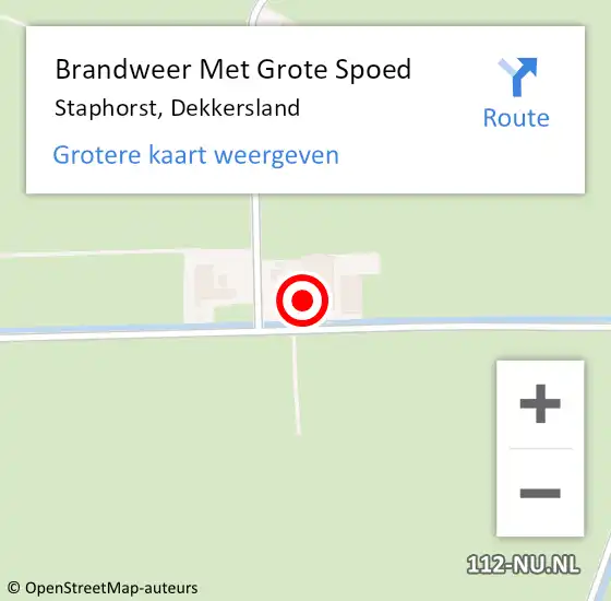 Locatie op kaart van de 112 melding: Brandweer Met Grote Spoed Naar Staphorst, Dekkersland op 9 oktober 2016 05:20