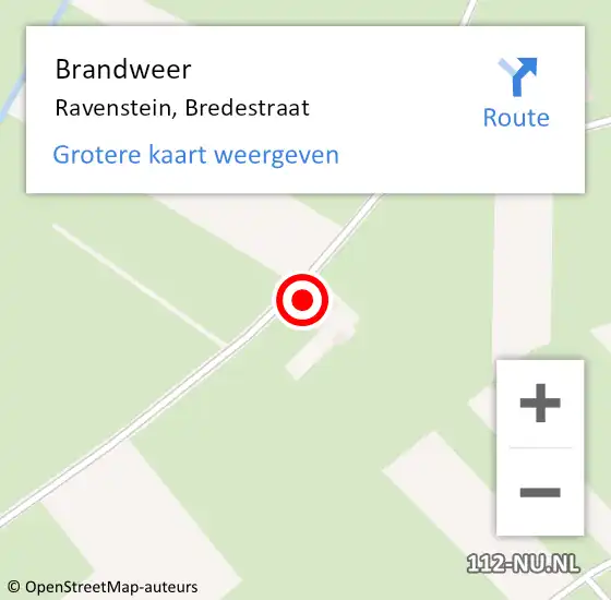 Locatie op kaart van de 112 melding: Brandweer Ravenstein, Bredestraat op 9 oktober 2016 07:45