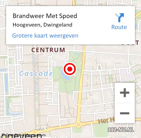 Locatie op kaart van de 112 melding: Brandweer Met Spoed Naar Hoogeveen, Dwingeland op 9 oktober 2016 08:34