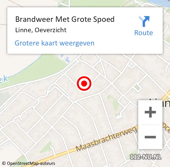 Locatie op kaart van de 112 melding: Brandweer Met Grote Spoed Naar Linne, Oeverzicht op 9 oktober 2016 09:10