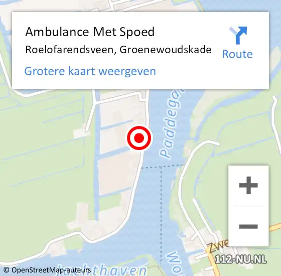 Locatie op kaart van de 112 melding: Ambulance Met Spoed Naar Roelofarendsveen, Groenewoudskade op 9 oktober 2016 09:29