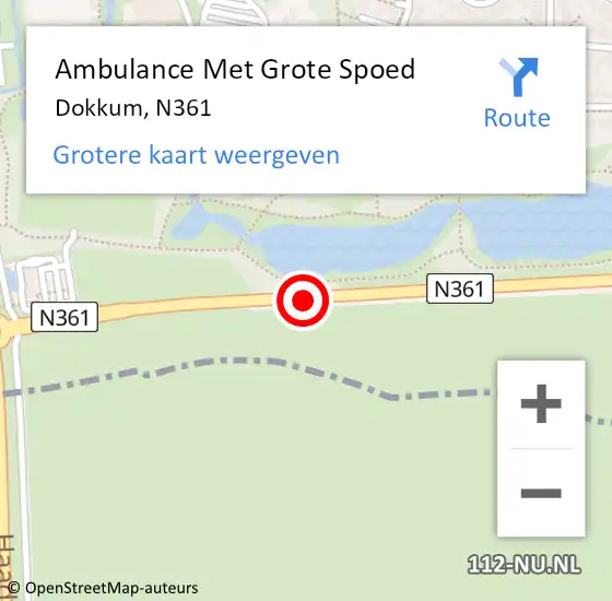 Locatie op kaart van de 112 melding: Ambulance Met Grote Spoed Naar Dokkum, N361 op 30 december 2013 06:11