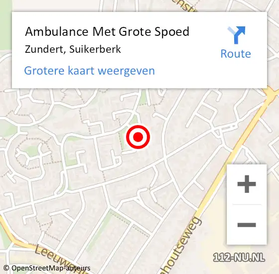 Locatie op kaart van de 112 melding: Ambulance Met Grote Spoed Naar Zundert, Suikerberk op 30 december 2013 06:14