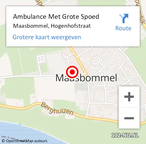 Locatie op kaart van de 112 melding: Ambulance Met Grote Spoed Naar Maasbommel, Hogenhofstraat op 9 oktober 2016 11:12