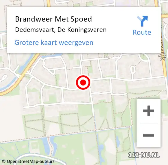 Locatie op kaart van de 112 melding: Brandweer Met Spoed Naar Dedemsvaart, De Koningsvaren op 9 oktober 2016 11:19