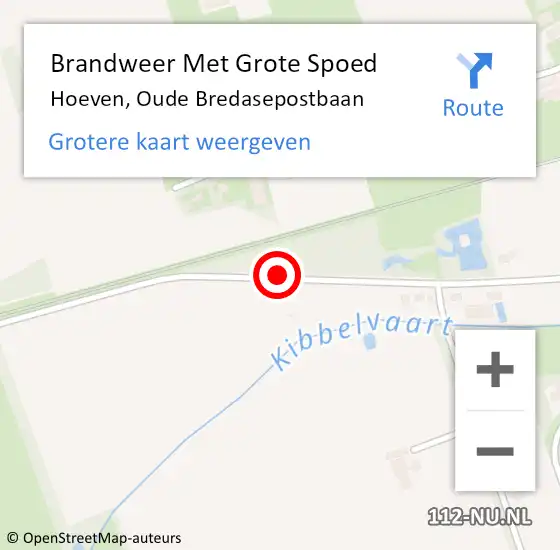 Locatie op kaart van de 112 melding: Brandweer Met Grote Spoed Naar Hoeven, Oude Bredasepostbaan op 9 oktober 2016 11:53