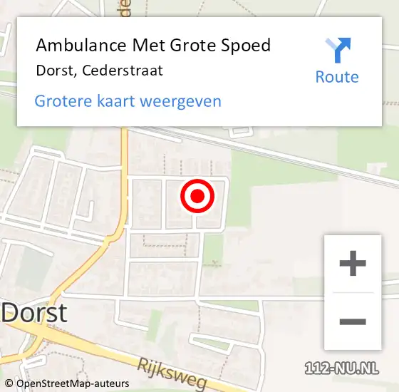 Locatie op kaart van de 112 melding: Ambulance Met Grote Spoed Naar Dorst, Cederstraat op 30 december 2013 06:45