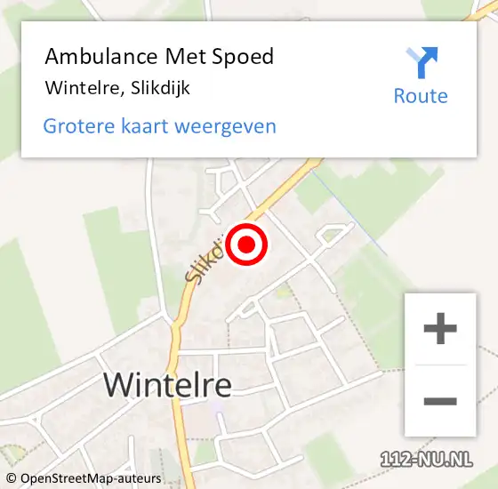 Locatie op kaart van de 112 melding: Ambulance Met Spoed Naar Wintelre, Slikdijk op 9 oktober 2016 12:39