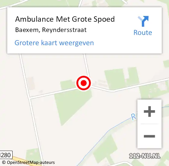 Locatie op kaart van de 112 melding: Ambulance Met Grote Spoed Naar Baexem, Reyndersstraat op 9 oktober 2016 13:21