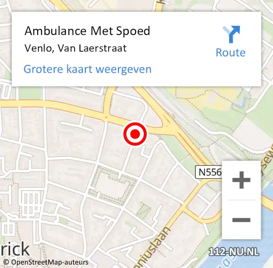 Locatie op kaart van de 112 melding: Ambulance Met Spoed Naar Venlo, Van Laerstraat op 9 oktober 2016 14:02