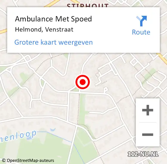 Locatie op kaart van de 112 melding: Ambulance Met Spoed Naar Helmond, Venstraat op 9 oktober 2016 14:09