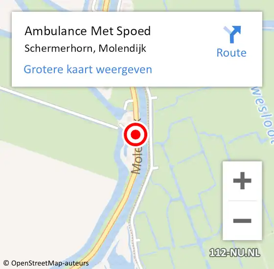 Locatie op kaart van de 112 melding: Ambulance Met Spoed Naar Schermerhorn, Molendijk op 9 oktober 2016 14:37