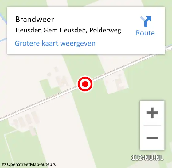 Locatie op kaart van de 112 melding: Brandweer Heusden Gem Heusden, Polderweg op 30 december 2013 07:11