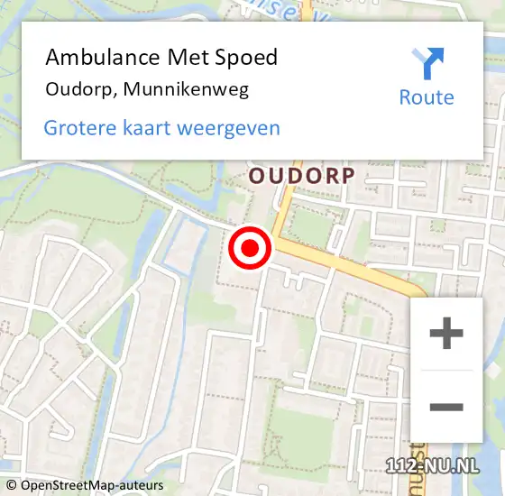 Locatie op kaart van de 112 melding: Ambulance Met Spoed Naar Oudorp, Munnikenweg op 9 oktober 2016 15:10