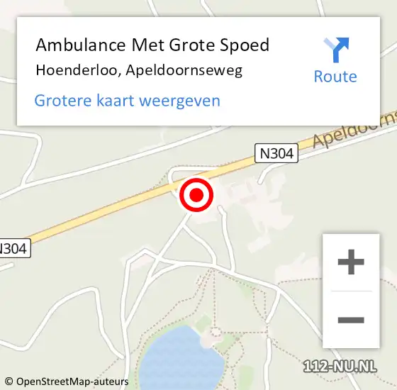 Locatie op kaart van de 112 melding: Ambulance Met Grote Spoed Naar Hoenderloo, Apeldoornseweg op 9 oktober 2016 15:29