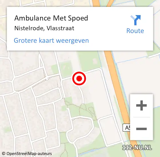 Locatie op kaart van de 112 melding: Ambulance Met Spoed Naar Nistelrode, Vlasstraat op 9 oktober 2016 15:50