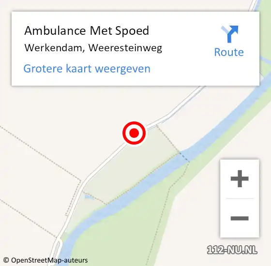 Locatie op kaart van de 112 melding: Ambulance Met Spoed Naar Werkendam, Weeresteinweg op 9 oktober 2016 16:07