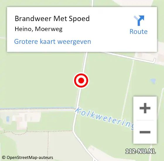 Locatie op kaart van de 112 melding: Brandweer Met Spoed Naar Heino, Moerweg op 9 oktober 2016 17:21