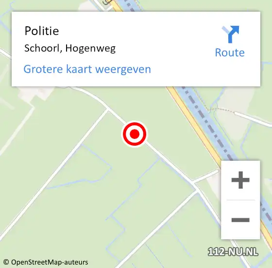 Locatie op kaart van de 112 melding: Politie Schoorl, Hogenweg op 9 oktober 2016 17:45