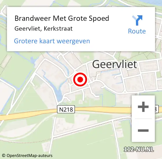 Locatie op kaart van de 112 melding: Brandweer Met Grote Spoed Naar Geervliet, Kerkstraat op 9 oktober 2016 19:07