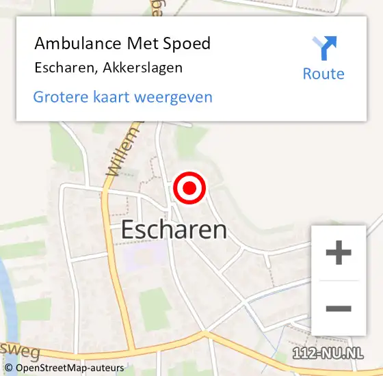 Locatie op kaart van de 112 melding: Ambulance Met Spoed Naar Escharen, Akkerslagen op 9 oktober 2016 19:19