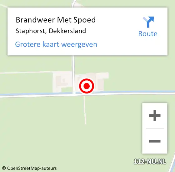 Locatie op kaart van de 112 melding: Brandweer Met Spoed Naar Staphorst, Dekkersland op 9 oktober 2016 19:31