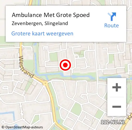 Locatie op kaart van de 112 melding: Ambulance Met Grote Spoed Naar Zevenbergen, Slingeland op 9 oktober 2016 19:38