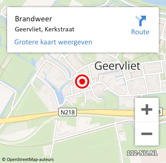 Locatie op kaart van de 112 melding: Brandweer Geervliet, Kerkstraat op 9 oktober 2016 19:47