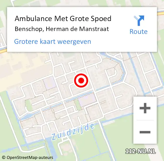 Locatie op kaart van de 112 melding: Ambulance Met Grote Spoed Naar Benschop, Herman de Manstraat op 9 oktober 2016 20:21