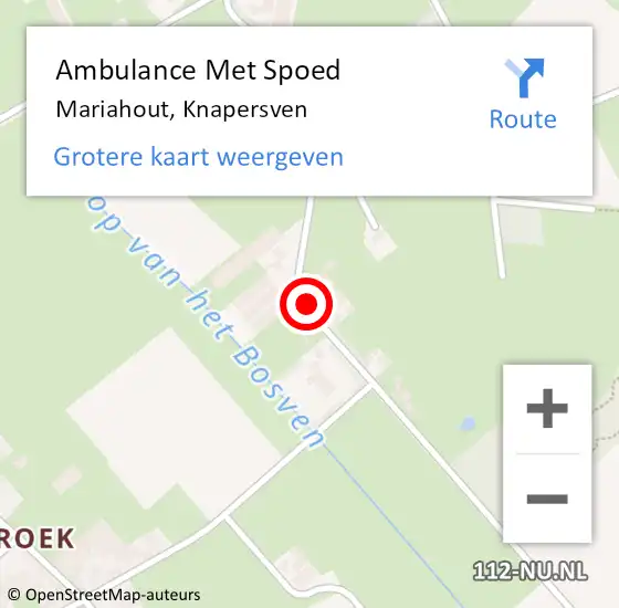 Locatie op kaart van de 112 melding: Ambulance Met Spoed Naar Mariahout, Knapersven op 9 oktober 2016 22:57