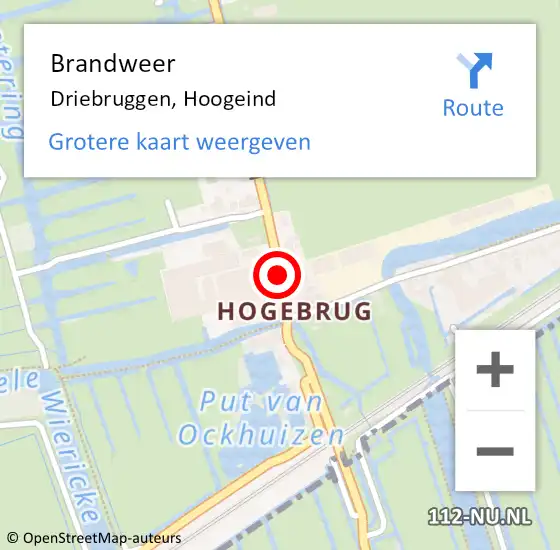 Locatie op kaart van de 112 melding: Brandweer Driebruggen, Hoogeind op 30 december 2013 08:07