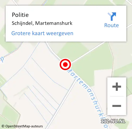 Locatie op kaart van de 112 melding: Politie Schijndel, Martemanshurk op 9 oktober 2016 23:54