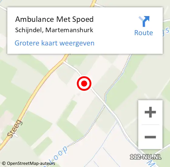 Locatie op kaart van de 112 melding: Ambulance Met Spoed Naar Schijndel, Martemanshurk op 9 oktober 2016 23:54