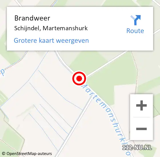 Locatie op kaart van de 112 melding: Brandweer Schijndel, Martemanshurk op 9 oktober 2016 23:55