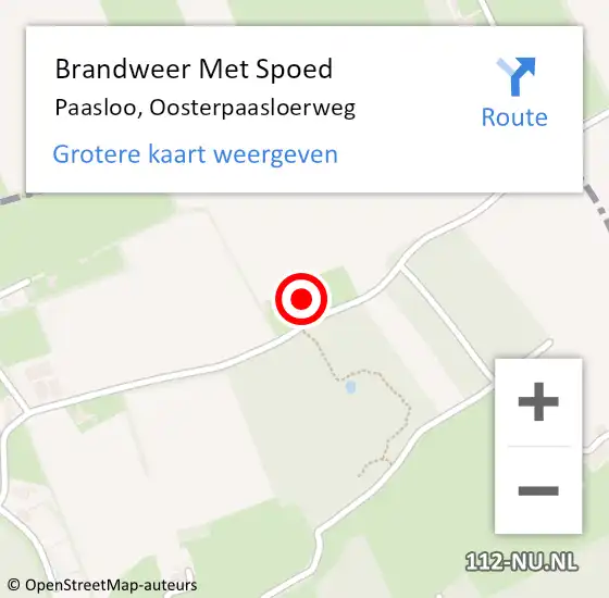 Locatie op kaart van de 112 melding: Brandweer Met Spoed Naar Paasloo, Oosterpaasloerweg op 10 oktober 2016 00:15