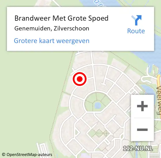 Locatie op kaart van de 112 melding: Brandweer Met Grote Spoed Naar Genemuiden, Zilverschoon op 10 oktober 2016 01:32