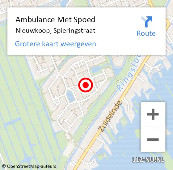 Locatie op kaart van de 112 melding: Ambulance Met Spoed Naar Nieuwkoop, Spieringstraat op 10 oktober 2016 07:49