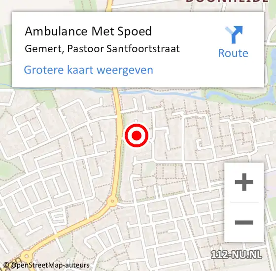 Locatie op kaart van de 112 melding: Ambulance Met Spoed Naar Gemert, Pastoor Santfoortstraat op 10 oktober 2016 07:53