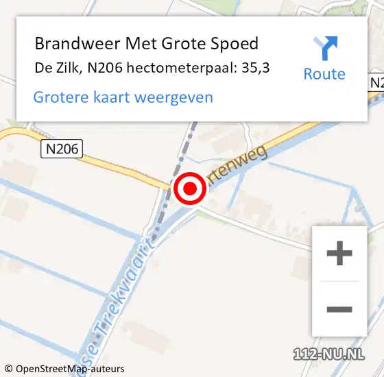 Locatie op kaart van de 112 melding: Brandweer Met Grote Spoed Naar De Zilk, N206 hectometerpaal: 35,3 op 30 december 2013 08:34