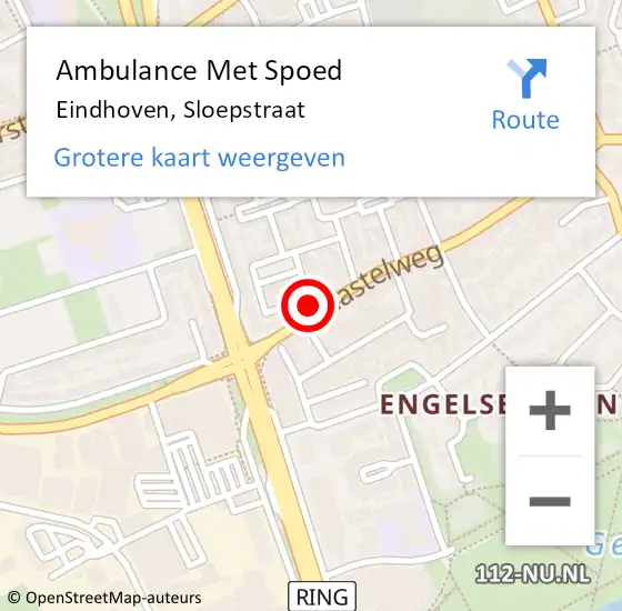 Locatie op kaart van de 112 melding: Ambulance Met Spoed Naar Eindhoven, Sloepstraat op 10 oktober 2016 09:44