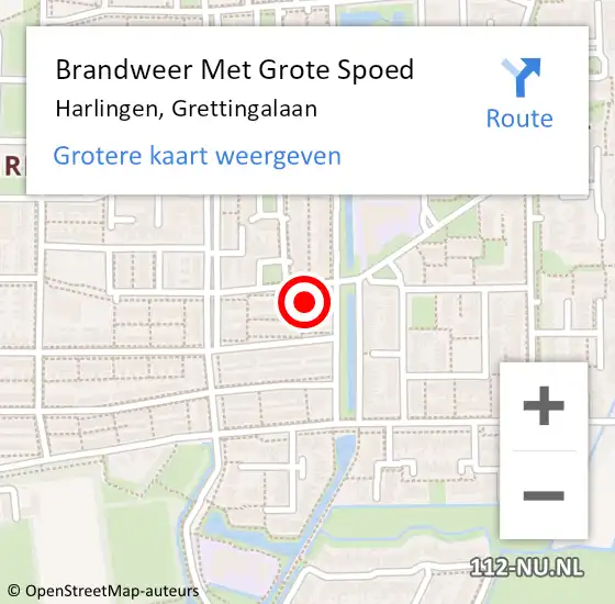 Locatie op kaart van de 112 melding: Brandweer Met Grote Spoed Naar Harlingen, Grettingalaan op 10 oktober 2016 09:51