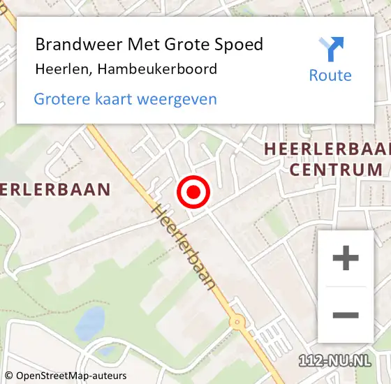 Locatie op kaart van de 112 melding: Brandweer Met Grote Spoed Naar Heerlen, Hambeukerboord op 10 oktober 2016 10:32