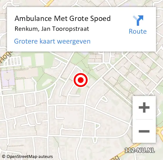 Locatie op kaart van de 112 melding: Ambulance Met Grote Spoed Naar Renkum, Jan Tooropstraat op 10 oktober 2016 10:45